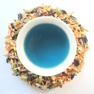 Cha Crystal Blue Tea Vintage Glass Jar
