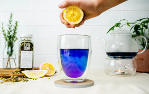 Cha Crystal Blue Tea Vintage Glass Jar