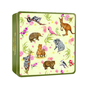 Valley Produce Company Pure Butter Shortbread Embossed Tin - Australian Animals (Yellow) 180g