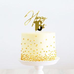 Cake Topper Gold - Happy 16th