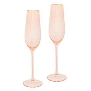 Rose Crystal Champagne Glasses S/2