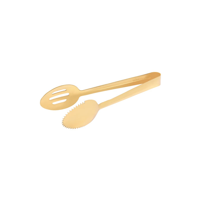 Spoon Tongs 1 Side Slotted 1pc Gold 240mm
