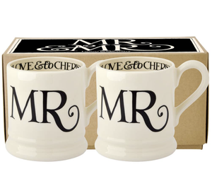 Black Toast Mr & Mr Set of 2 1/2 Pint Mugs