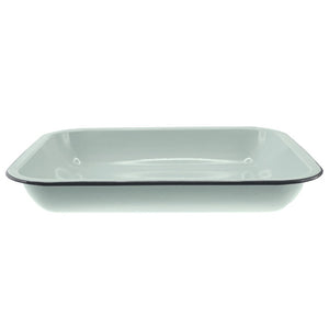 Enamel Oblong Bake Pan 37x30cm - Duck Egg Blue/Grey