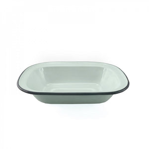 Enamel Oblong Pie Dish 24x18cm - Duck Egg Blue/Grey