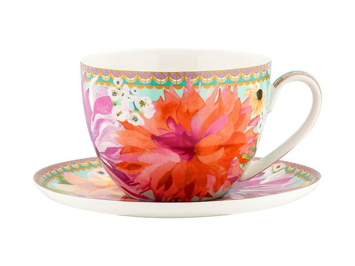 Teas & C's Dahlia Daze Breakfast Cup & Saucer 400ML Sky