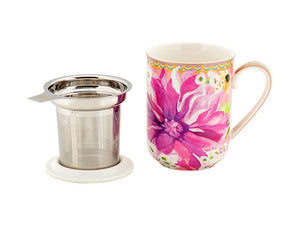 Teas & C's Dahlia Daze Lidded Mug With Infuser 340ML Pink