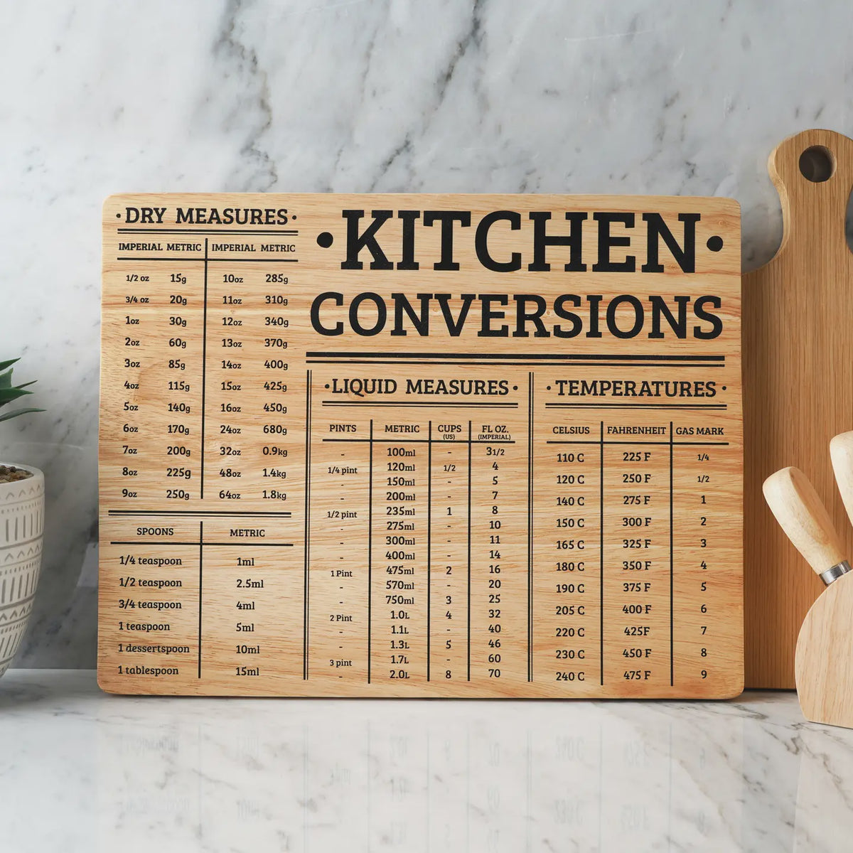 Cooking Conversion Board 'kitchen Conversions' Chopping Board – Bake, Table & Tea