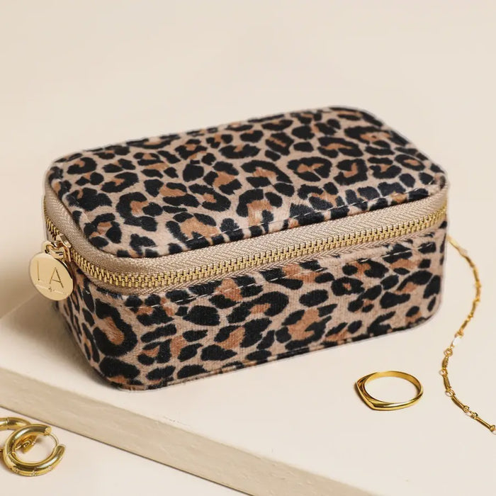 Jewellery Case - Leopard Print Velvet Rectangular