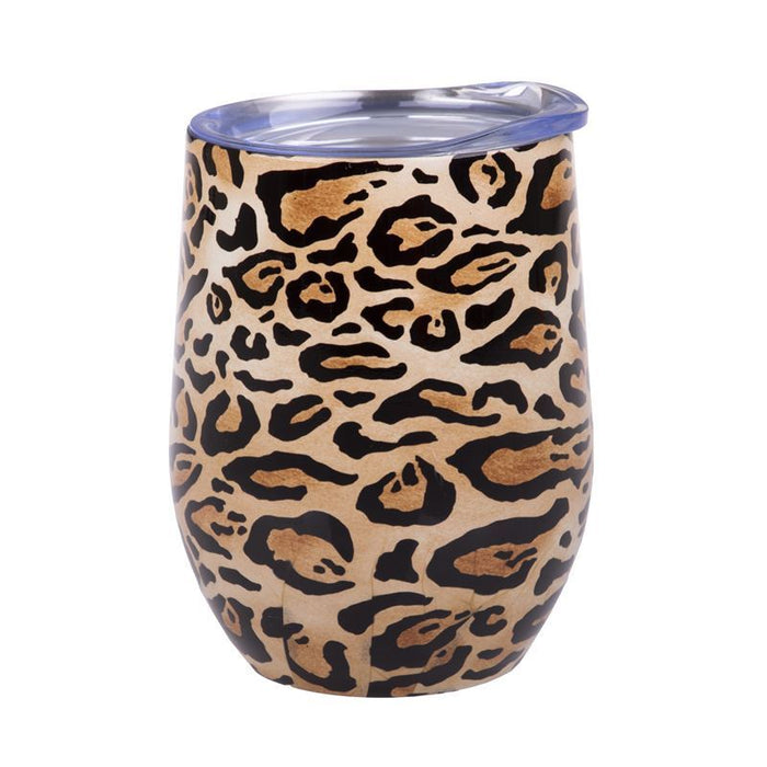 Double Wall Patterned Wine Tumbler 330mL Leopard Print