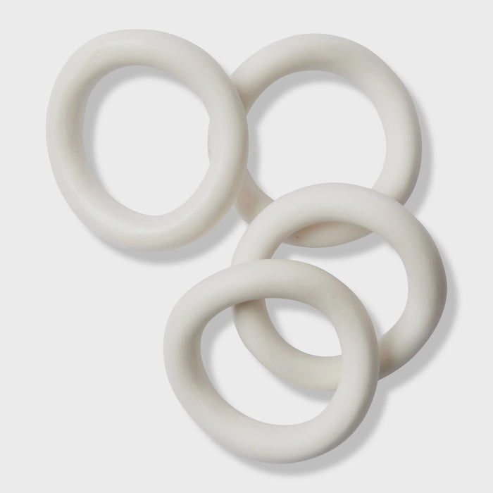 Ceramic White Napkin Ring Set Of 4