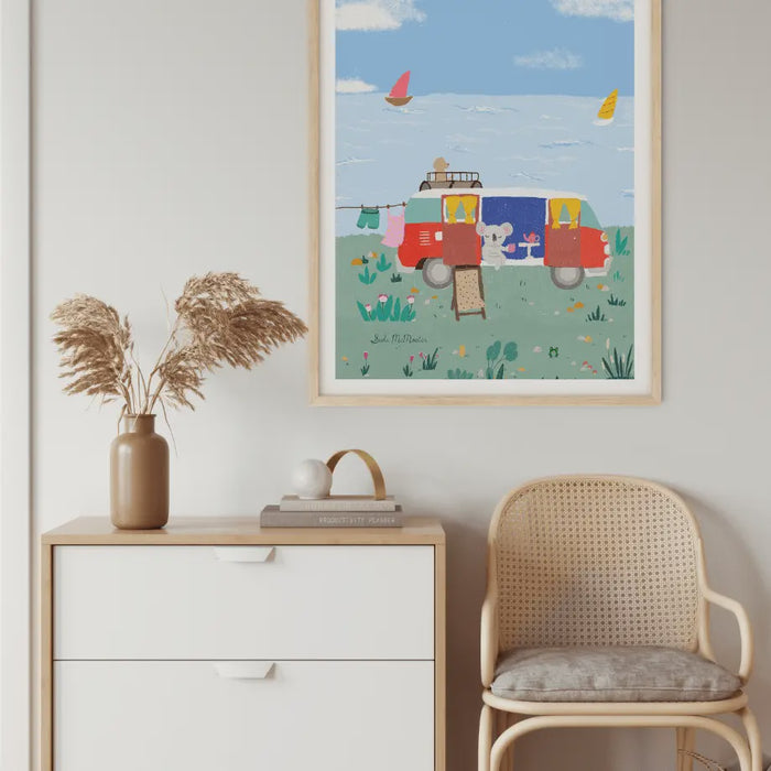 A4 Art Print - Australian Animal/Koala and Kombi