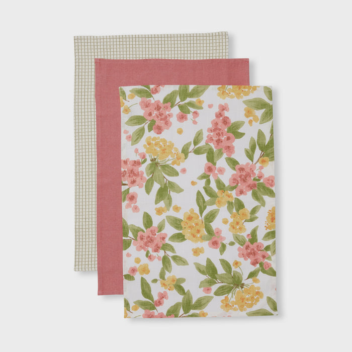 Annie Pink/Orange Teatowel Pack 3