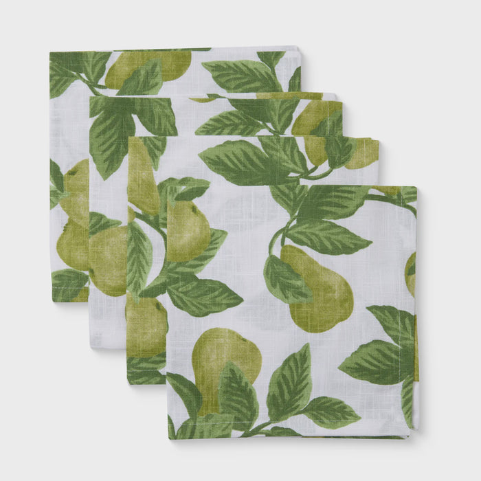 Pear Tree Green Napkin Set 4