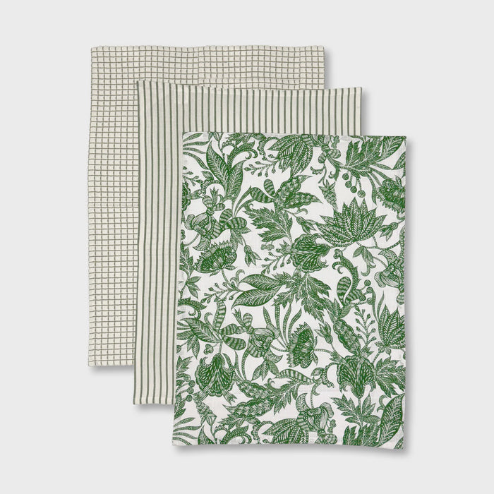 Samara Green Teatowel Pack 3