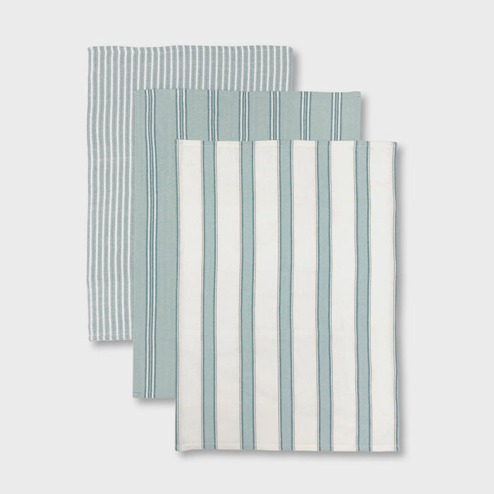Woven Blue Teatowel Pack 3