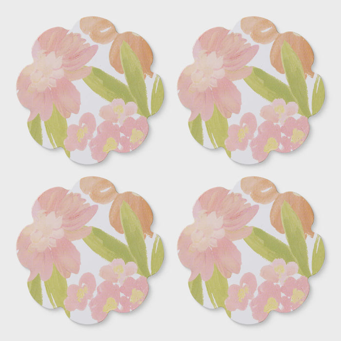 Rosie Scallop Edge Round Coaster Set 4