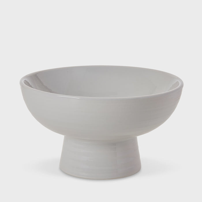 Ceramic Light Grey Blue Pedestal Bowl