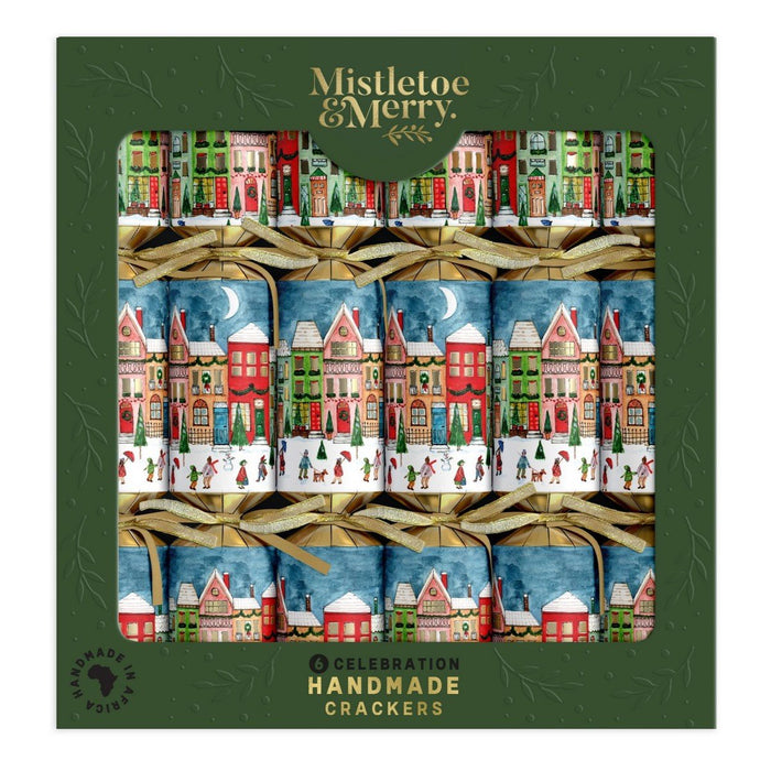 Mistletoe & Merry Celebration Village Scene Crackers