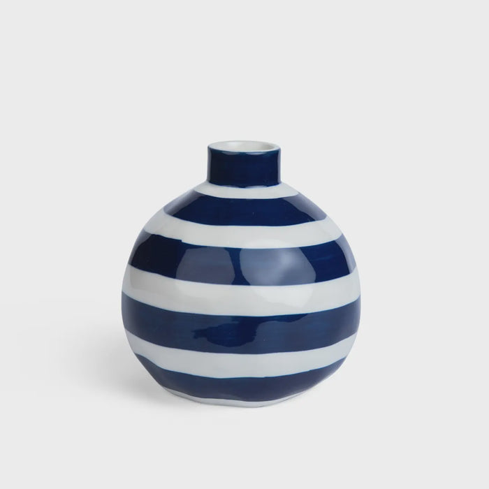Round Bud Vase - Classic Blue Stripe