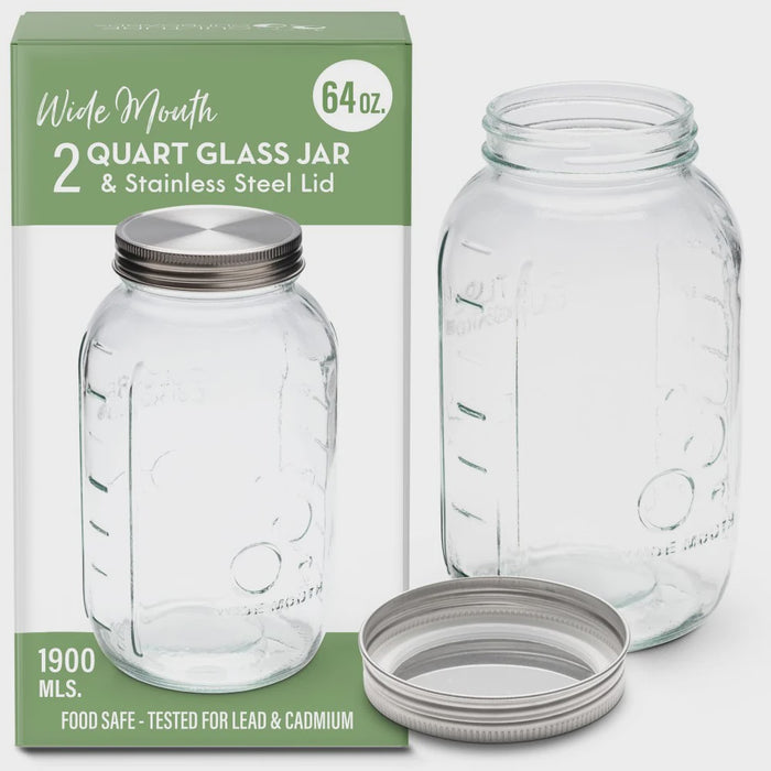 Large Glass Jar and Stainless Lid 1900ml