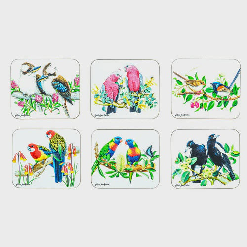 Australian Birds Assorted 6pk Coaster