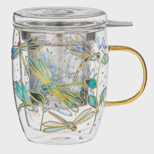 Natures Keepers Dragonfly Double Walled Glass 3pc Infuser Mug