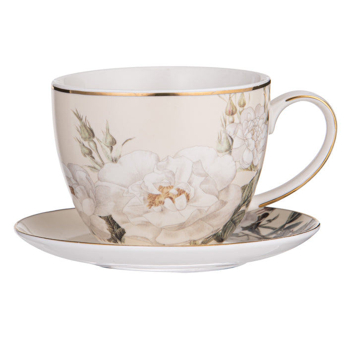 Elegant Rose Cream Cup & Saucer