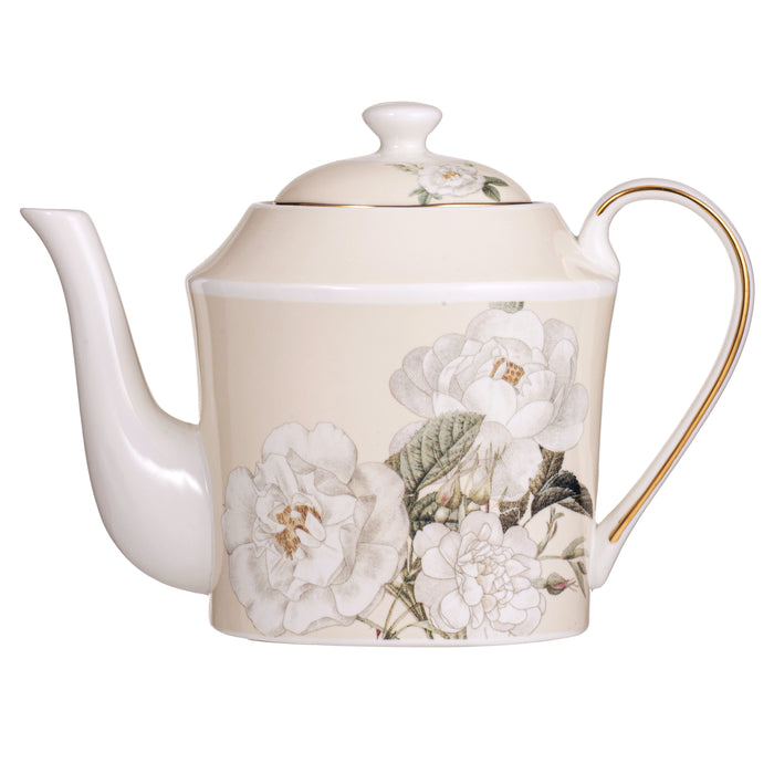 Elegant Rose Cream Teapot