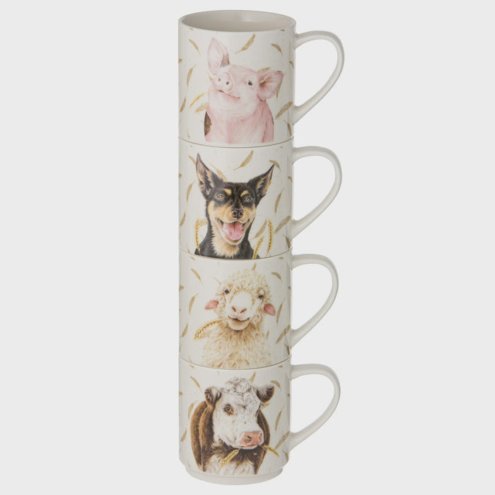 Farmyard Faces Stackable 4pk Mug