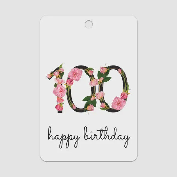 Gift Tag - Floral 100th Birthday