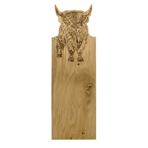 Framed Oak Serving Board Medium - Highland Cow