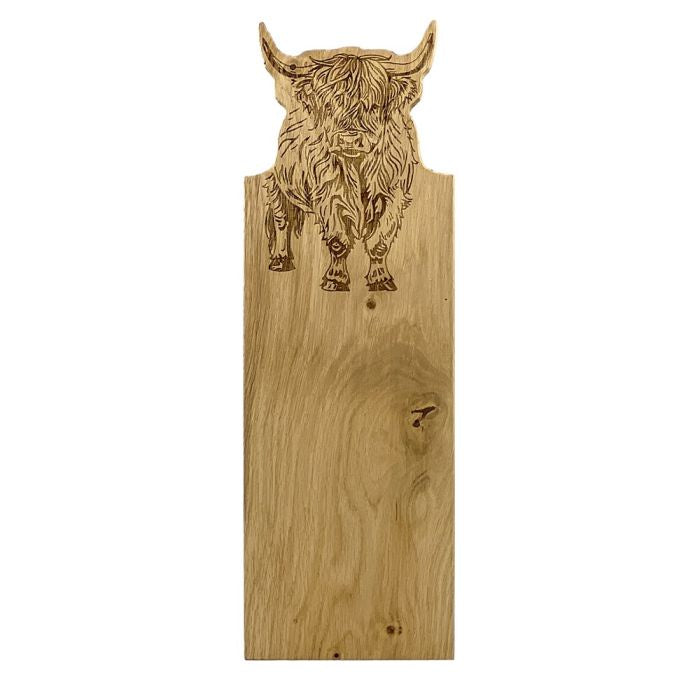 Framed Oak Serving Board Medium - Highland Cow
