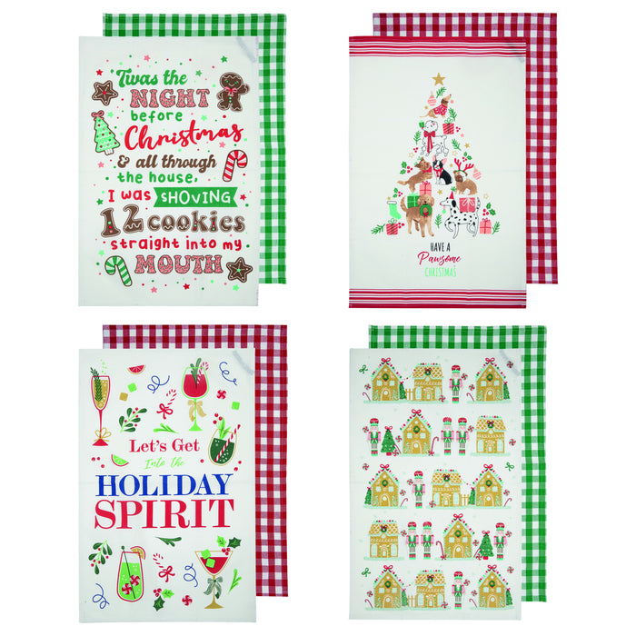 Festive Fun 2pk Tea Towel Assorted Designs