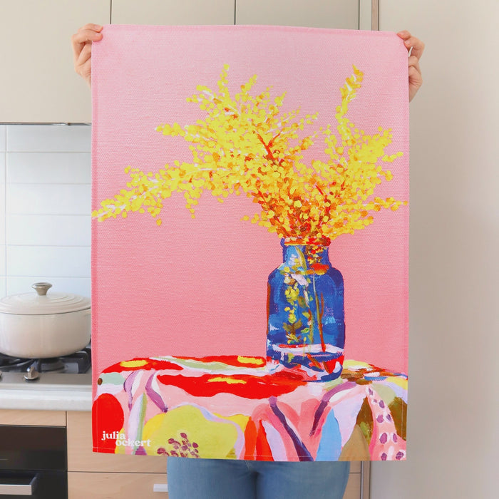 Tea Towel - Pink Wattle