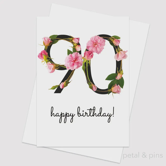 Greeting Card - Celebration Roses 90th Birthday