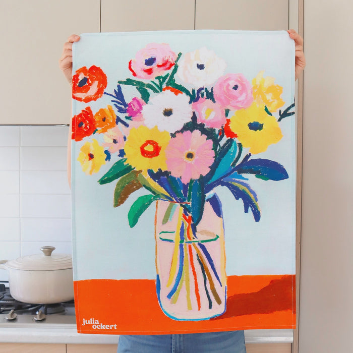 Tea Towel - Flower Bouquet (Blue)
