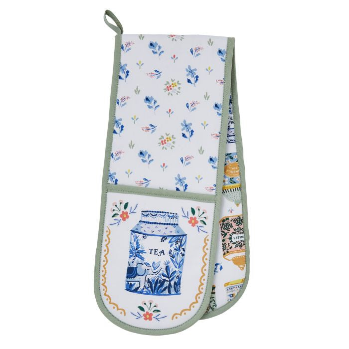Tea Tins Double Oven Glove Multi-Coloured 88x18x2cm