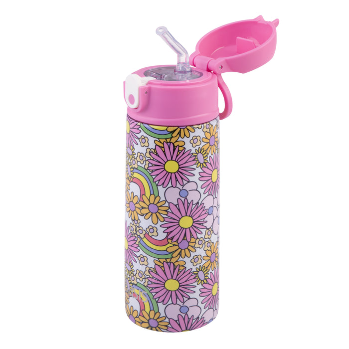 Kid's Drink Bottle with Sipper 550ml Flower Power