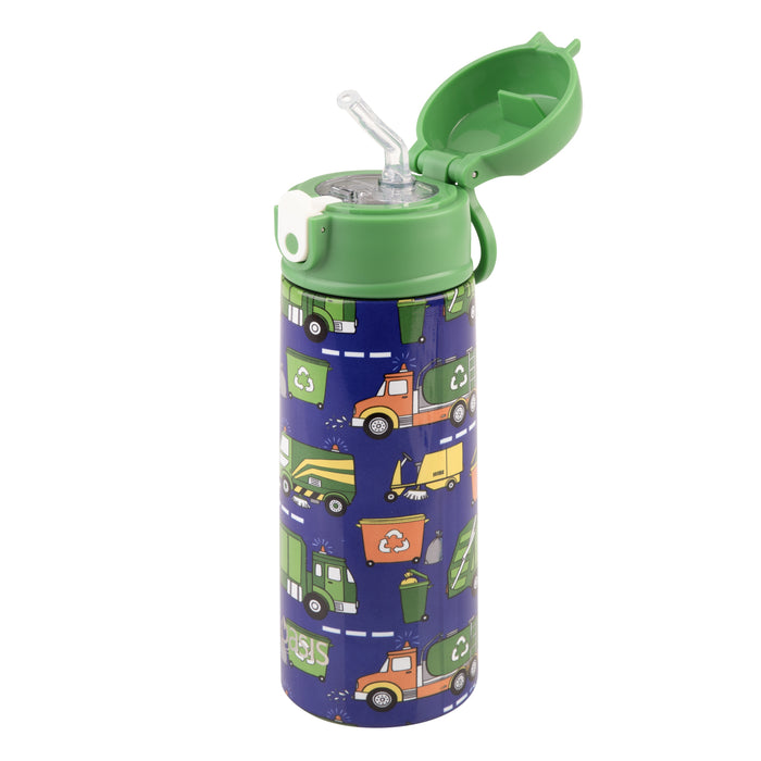 Kid's Drink Bottle with Sipper 550ml Garbage Trucks