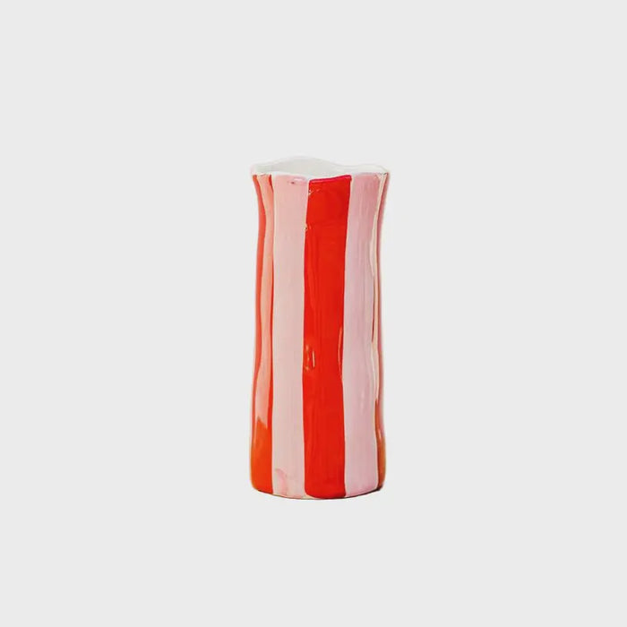 Small Red & Pink Stripe Vase