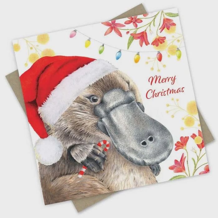 Greeting Card - Christmas Card: Platypus Candy Cane