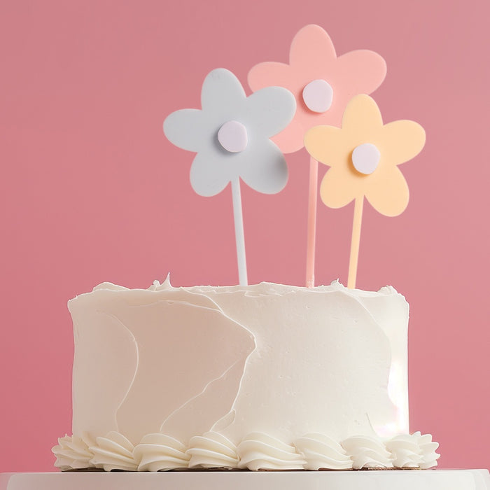 Cake Topper - MILKSHAKE FLOWERS MIXED (3 Flowers)