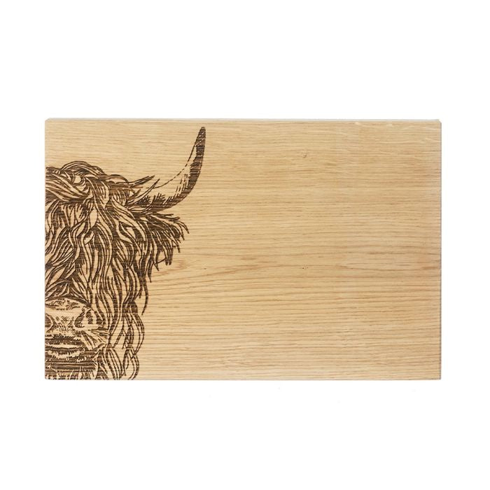 Oak Serving Board - 30cm Highland Cow
