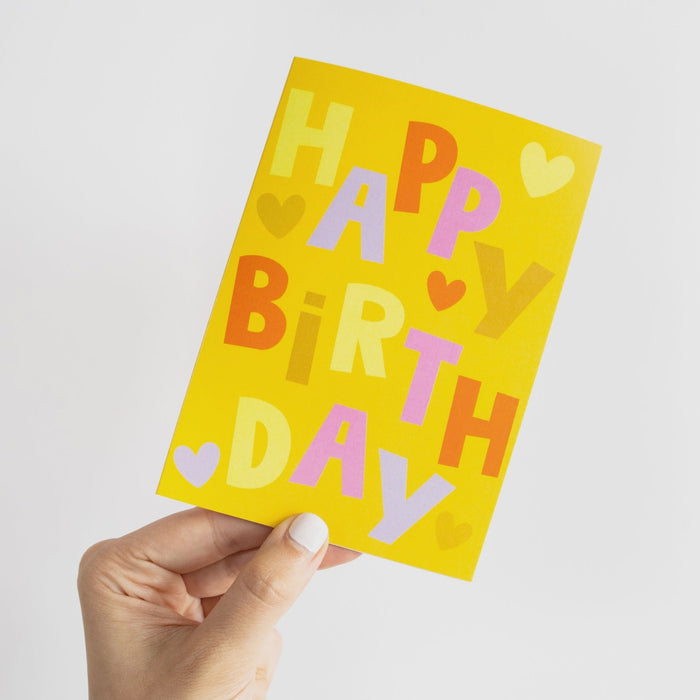 Greeting Card - Funky Yellow Happy Birthday