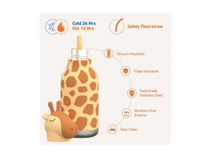 Bestie Bottle Giraffe Double Wall Insulated Bottle 460ML Brown