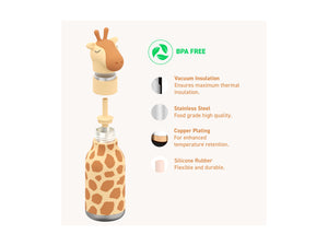 Bestie Bottle Giraffe Double Wall Insulated Bottle 460ML Brown