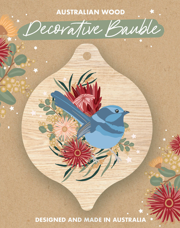 Single Bauble - Blue Fairy Wren