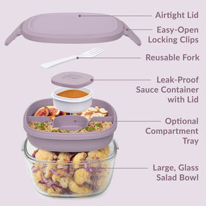 All In One Glass Salad Container Lavender