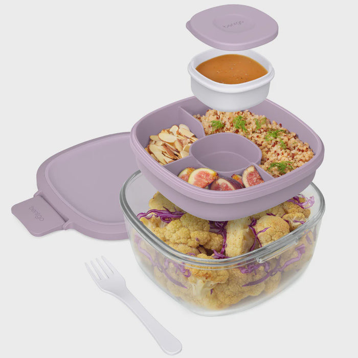 All In One Glass Salad Container Lavender